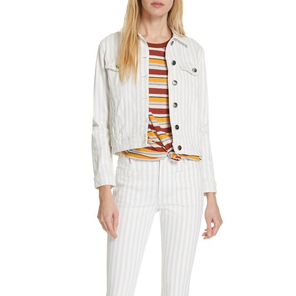 FRAME Le Vintage Courtyard Striped Denim Jacket - Picture 6 of 6
